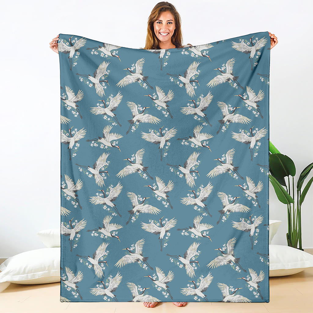 Flying Crane Bird Pattern Print Blanket