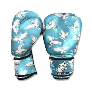 Flying Crane Bird Pattern Print Boxing Gloves