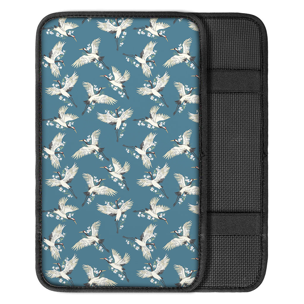 Flying Crane Bird Pattern Print Car Center Console Cover