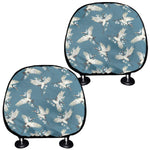 Flying Crane Bird Pattern Print Car Headrest Covers