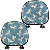 Flying Crane Bird Pattern Print Car Headrest Covers