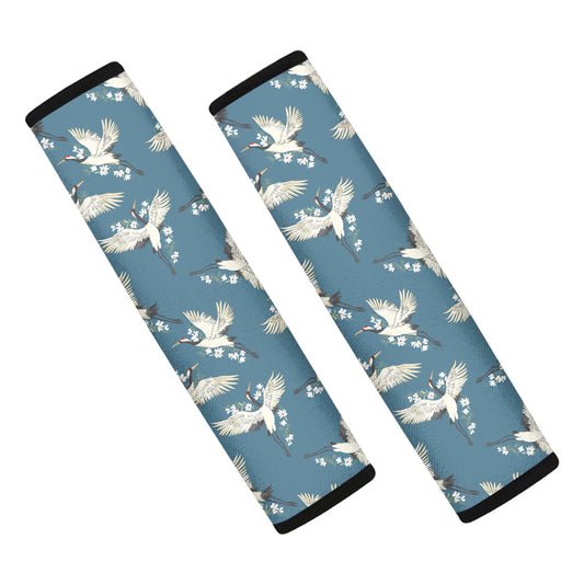 Flying Crane Bird Pattern Print Car Seat Belt Covers