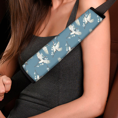 Flying Crane Bird Pattern Print Car Seat Belt Covers