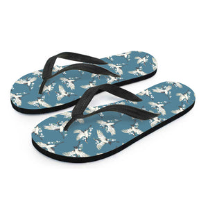 Flying Crane Bird Pattern Print Flip Flops