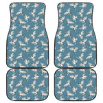 Flying Crane Bird Pattern Print Front and Back Car Floor Mats