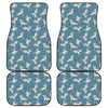 Flying Crane Bird Pattern Print Front and Back Car Floor Mats