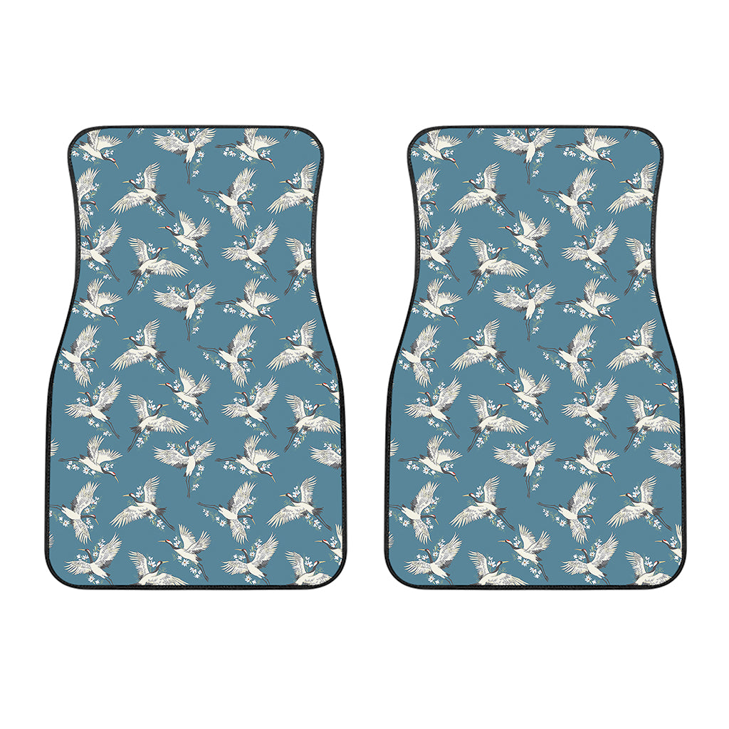 Flying Crane Bird Pattern Print Front Car Floor Mats