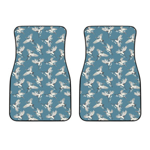 Flying Crane Bird Pattern Print Front Car Floor Mats