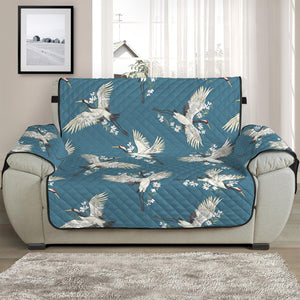 Flying Crane Bird Pattern Print Half Sofa Protector