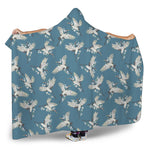 Flying Crane Bird Pattern Print Hooded Blanket