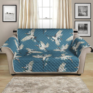 Flying Crane Bird Pattern Print Loveseat Protector