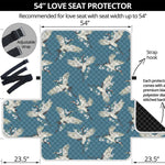 Flying Crane Bird Pattern Print Loveseat Protector