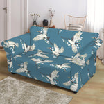 Flying Crane Bird Pattern Print Loveseat Slipcover