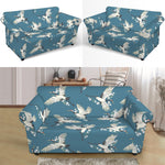 Flying Crane Bird Pattern Print Loveseat Slipcover