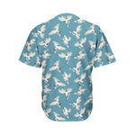 Flying Crane Bird Pattern Print Men's Baseball Jersey