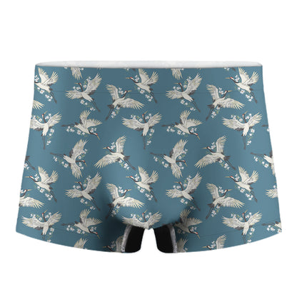 Flying Crane Bird Pattern Print Men's Boxer Briefs