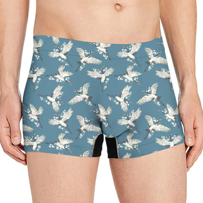 Flying Crane Bird Pattern Print Men's Boxer Briefs