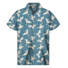 Flying Crane Bird Pattern Print Men's Short Sleeve Shirt