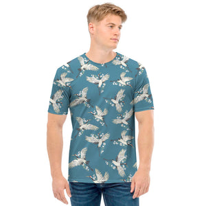 Flying Crane Bird Pattern Print Men's T-Shirt