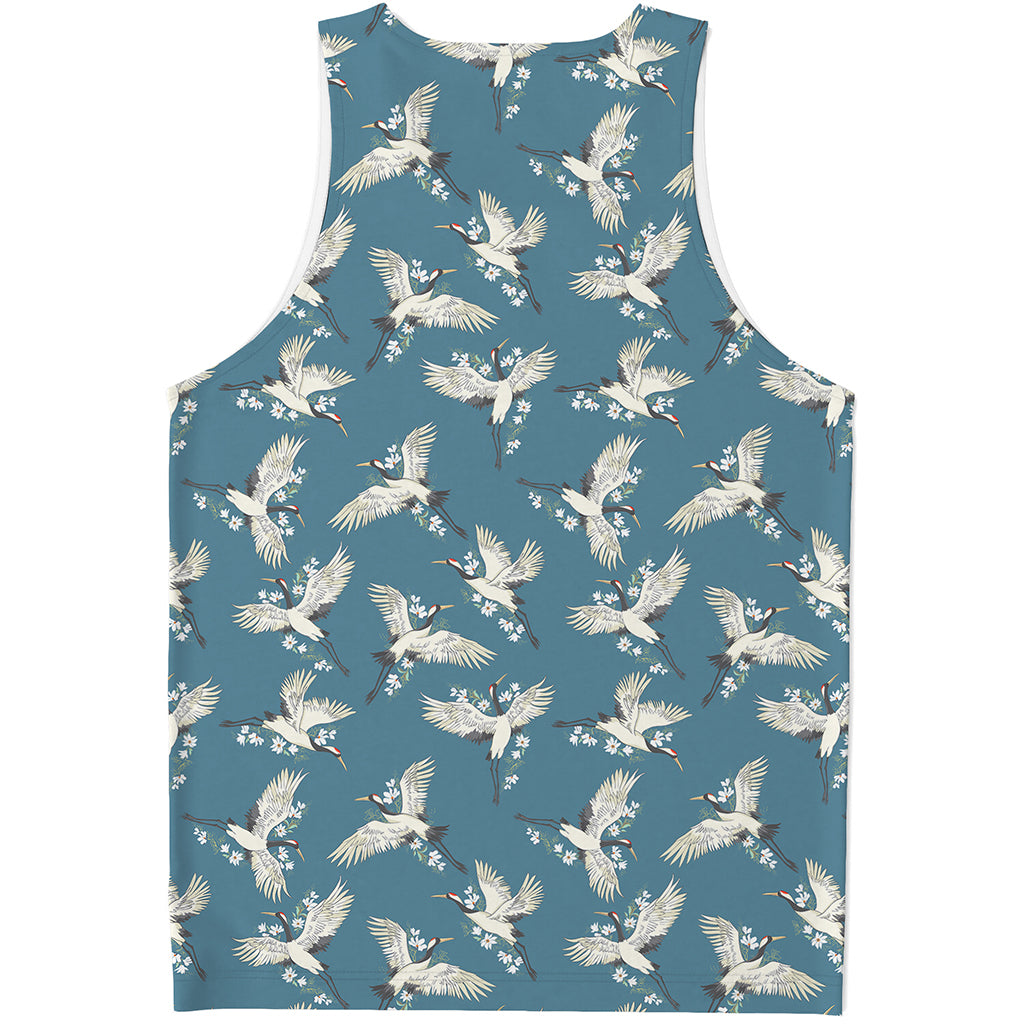 Flying Crane Bird Pattern Print Men's Tank Top