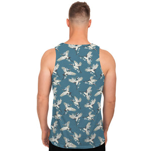 Flying Crane Bird Pattern Print Men's Tank Top