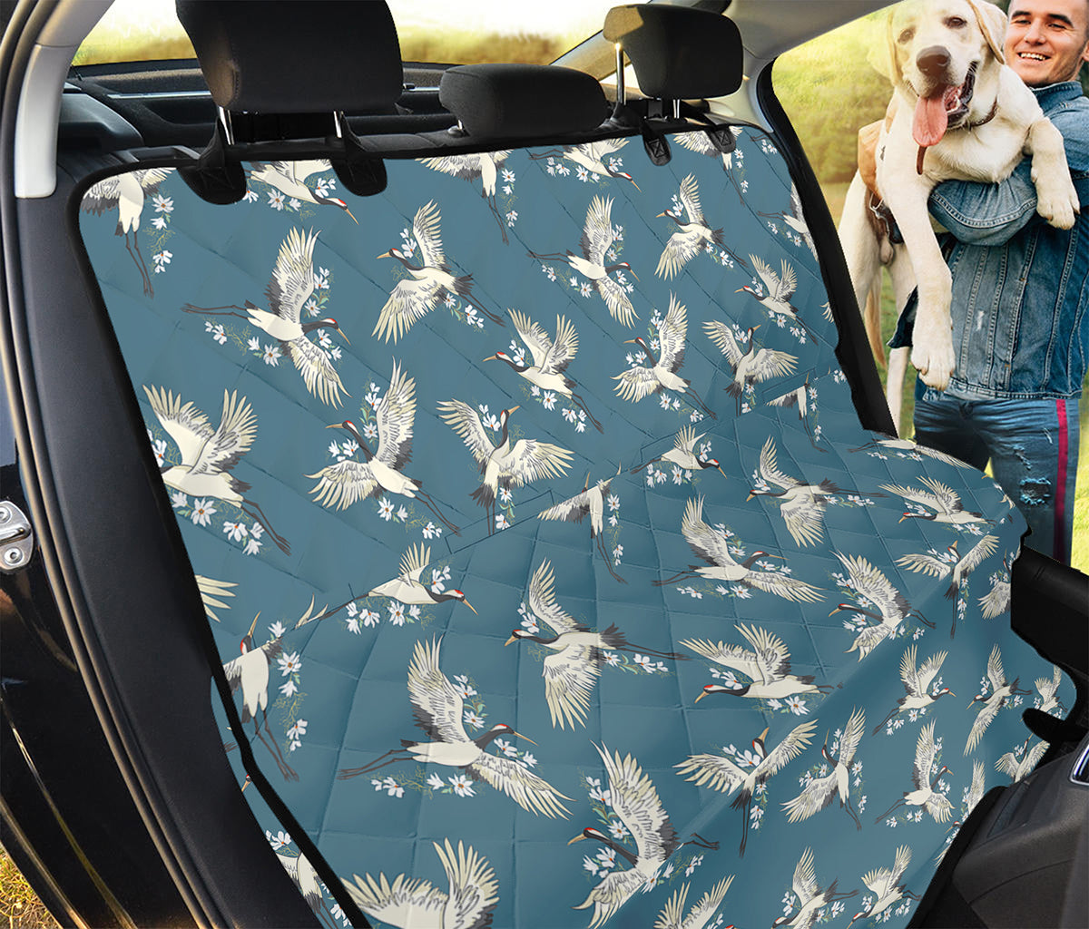 Flying Crane Bird Pattern Print Pet Car Back Seat Cover