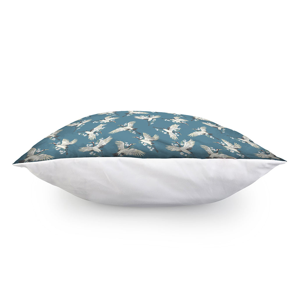 Flying Crane Bird Pattern Print Pillow Cover