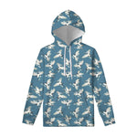 Flying Crane Bird Pattern Print Pullover Hoodie