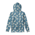 Flying Crane Bird Pattern Print Pullover Hoodie