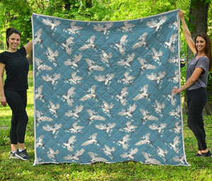 Flying Crane Bird Pattern Print Quilt