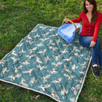 Flying Crane Bird Pattern Print Quilt