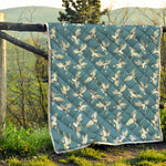 Flying Crane Bird Pattern Print Quilt