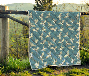 Flying Crane Bird Pattern Print Quilt