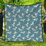 Flying Crane Bird Pattern Print Quilt