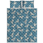 Flying Crane Bird Pattern Print Quilt Bed Set