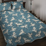 Flying Crane Bird Pattern Print Quilt Bed Set