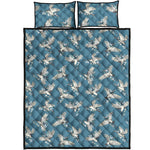 Flying Crane Bird Pattern Print Quilt Bed Set