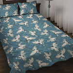 Flying Crane Bird Pattern Print Quilt Bed Set