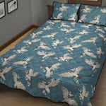 Flying Crane Bird Pattern Print Quilt Bed Set