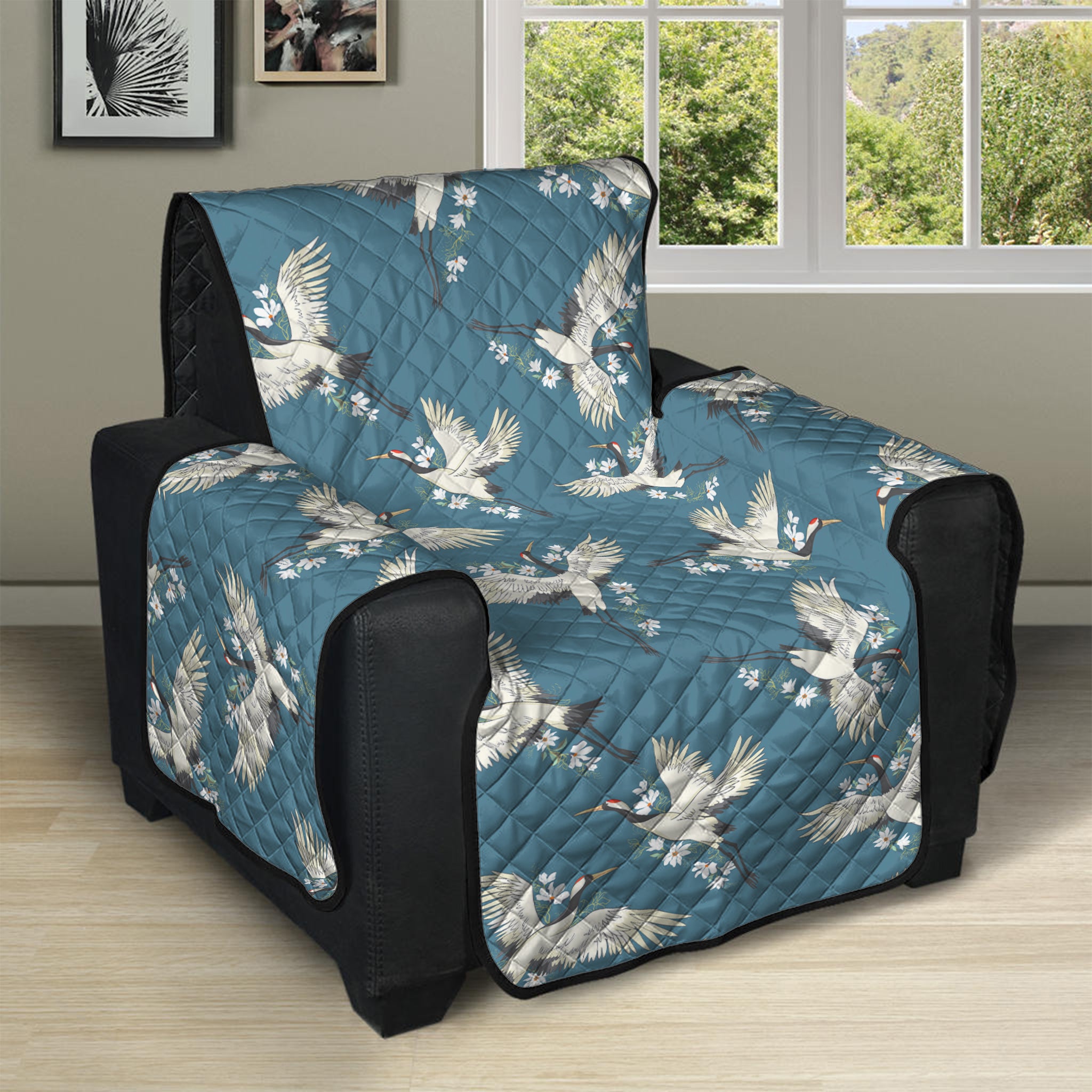 Flying Crane Bird Pattern Print Recliner Protector