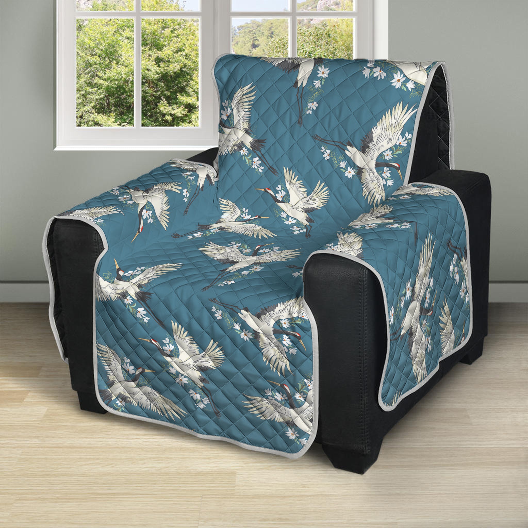 Flying Crane Bird Pattern Print Recliner Protector