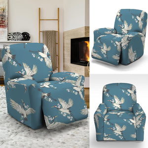 Flying Crane Bird Pattern Print Recliner Slipcover