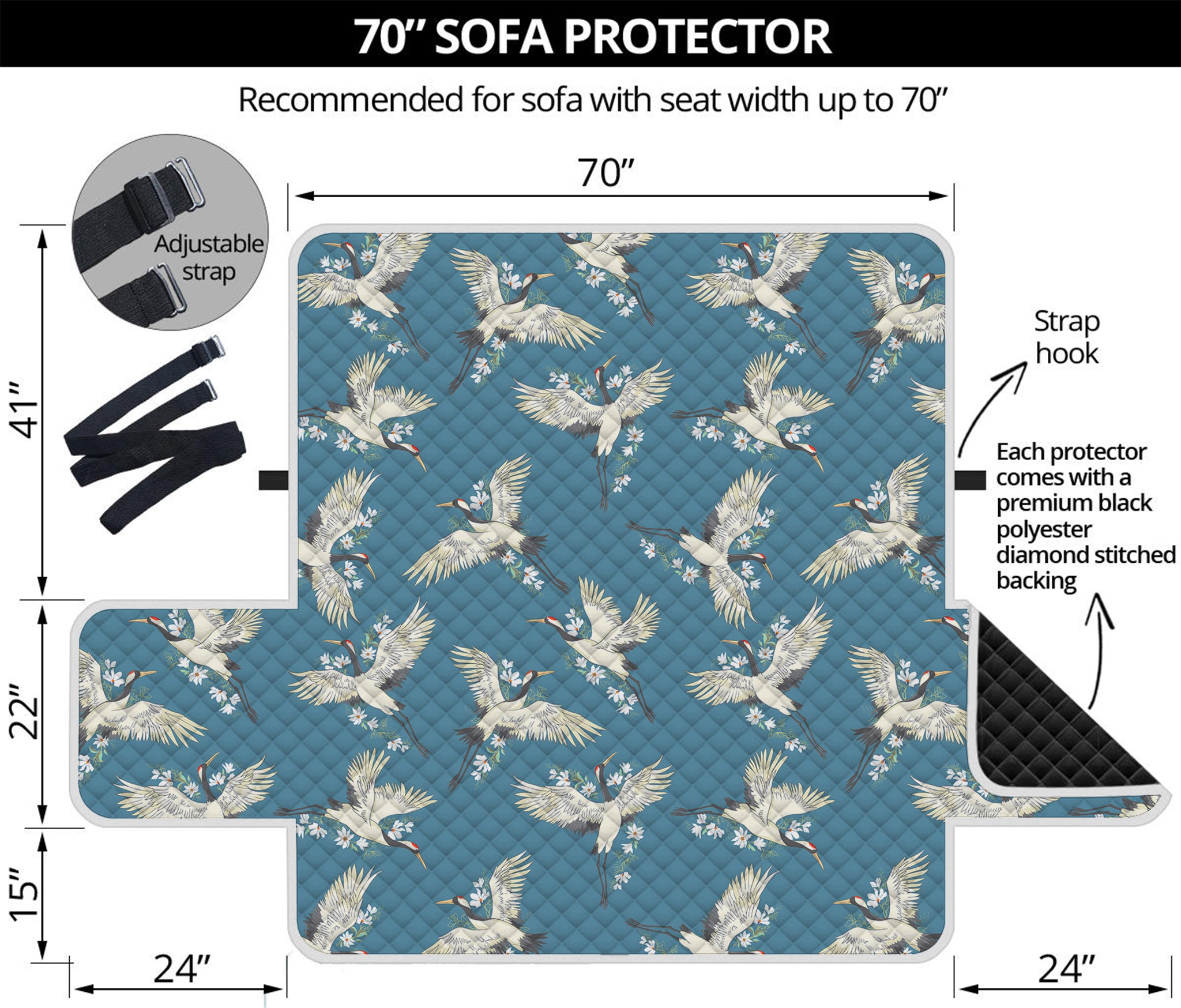 Flying Crane Bird Pattern Print Sofa Protector