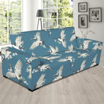 Flying Crane Bird Pattern Print Sofa Slipcover