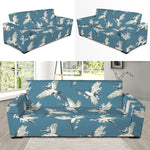 Flying Crane Bird Pattern Print Sofa Slipcover