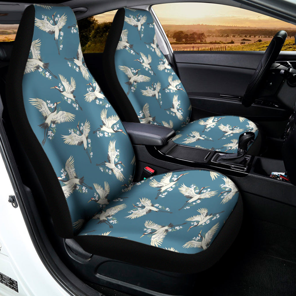 Flying Crane Bird Pattern Print Universal Fit Car Seat Covers