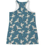 Flying Crane Bird Pattern Print Women's Racerback Tank Top