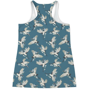 Flying Crane Bird Pattern Print Women's Racerback Tank Top