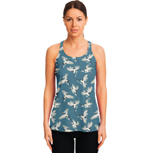 Flying Crane Bird Pattern Print Women's Racerback Tank Top