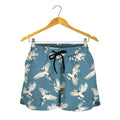 Flying Crane Bird Pattern Print Women's Shorts